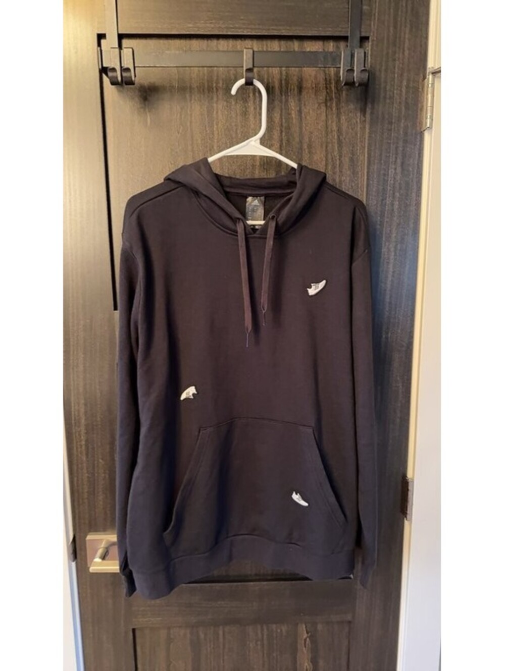 Adidas Men's XL Black Hoodie with Embroidered Shoe Details 0171